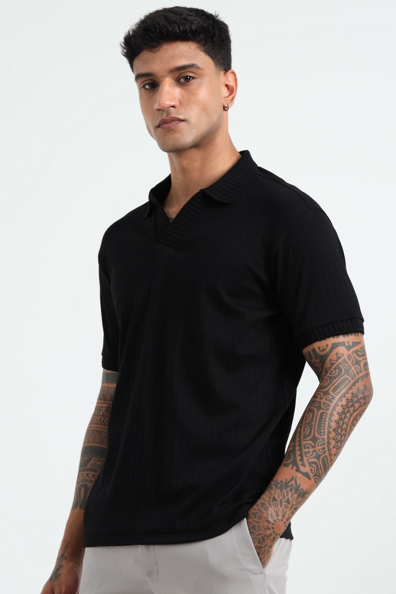Coulter Knitted Black Polo T-Shirt main image 0