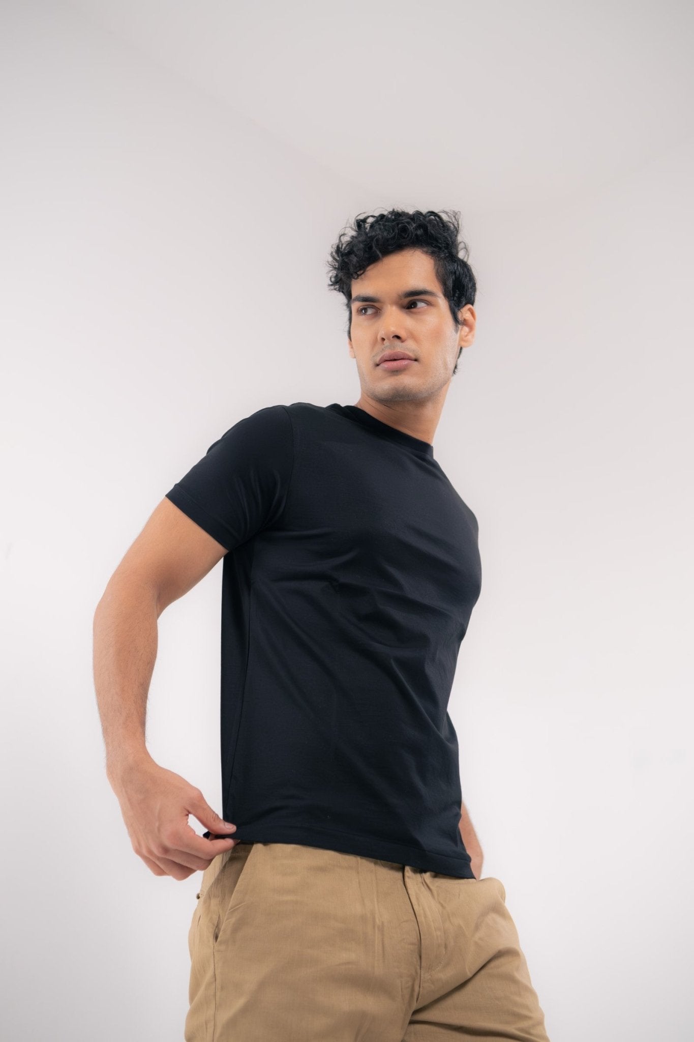 Best solid black T-shirt for men made with 100% premium Supima cotton—plain, soft, and perfect for everyday wear