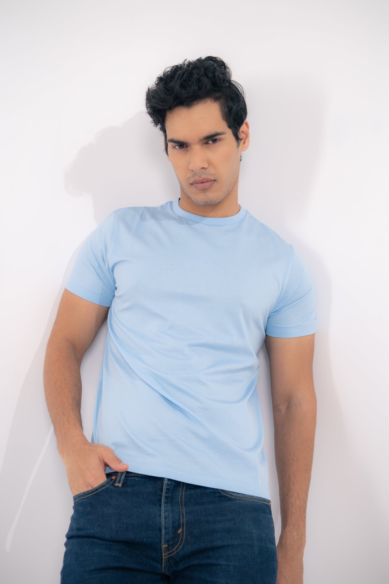 Best solid blue T-shirt for men made with 100% premium Supima cotton—plain, soft, and perfect for everyday wear