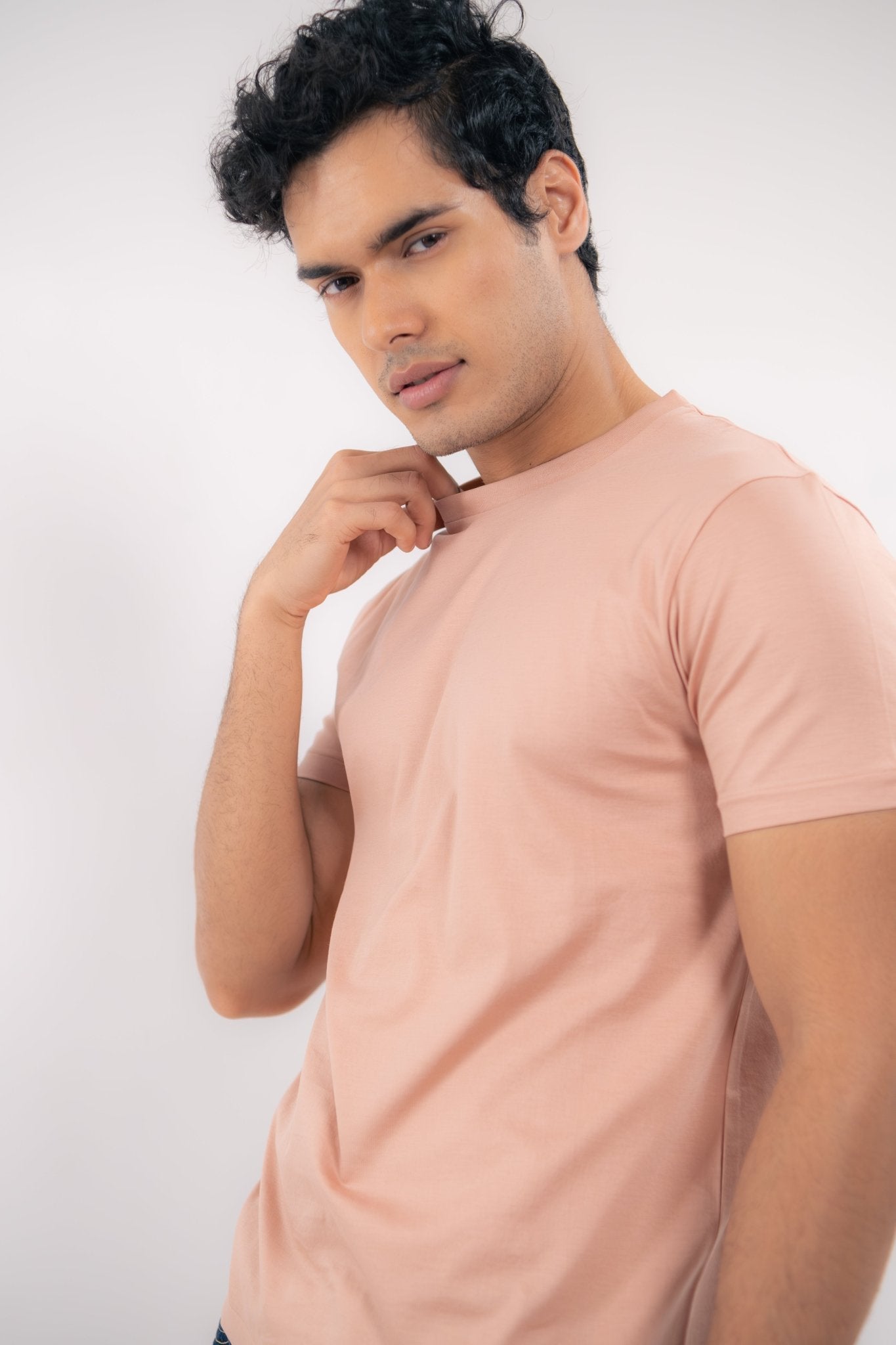 Best solid beige T-shirt for men made with 100% premium Supima cotton—plain, soft, and perfect for everyday wear