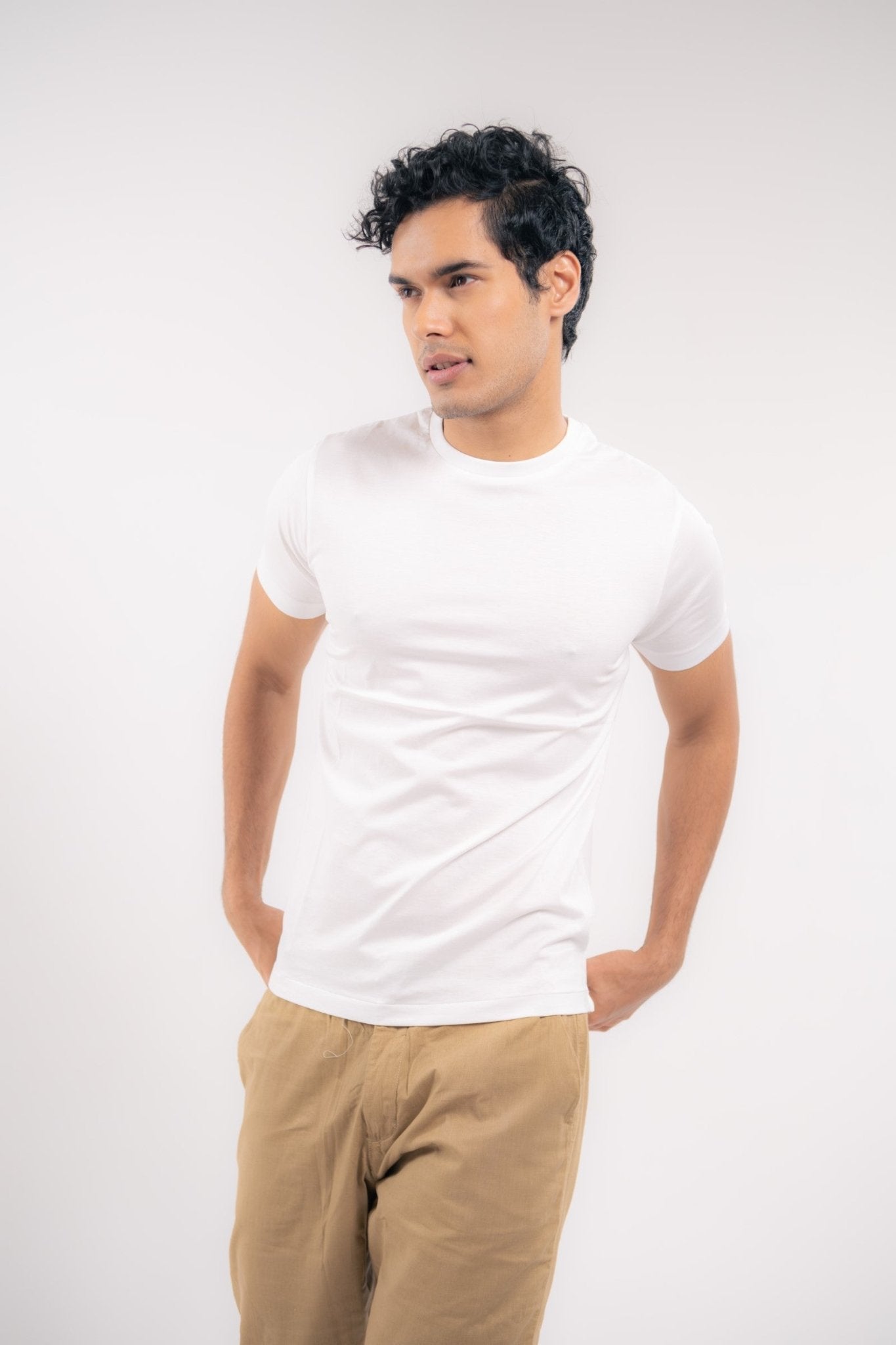 Best solid white T-shirt for men made with 100% premium Supima cotton—plain, soft, and perfect for everyday wear